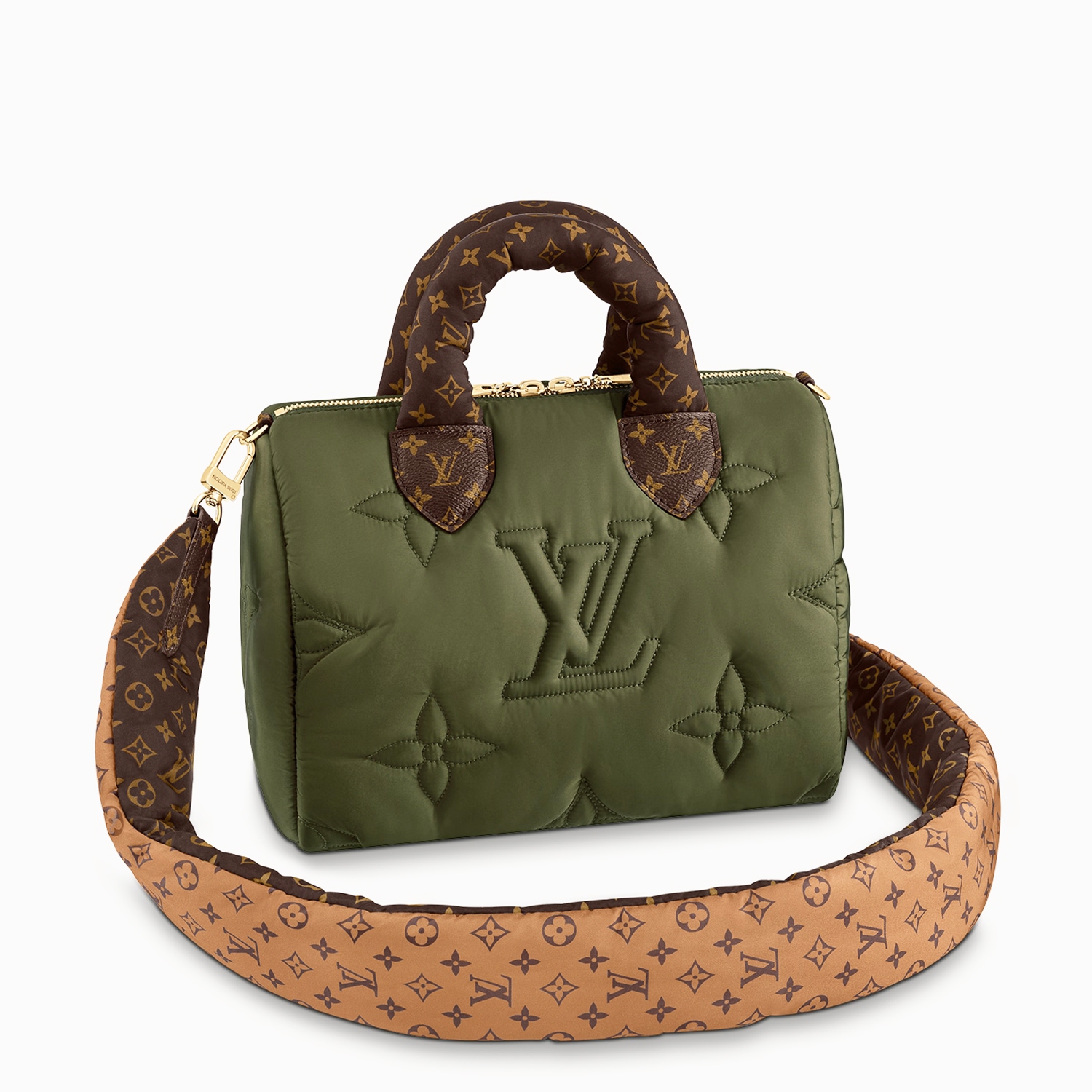 Louis Vuitton Khaki Green Puffer Monogram Pillow Speedy